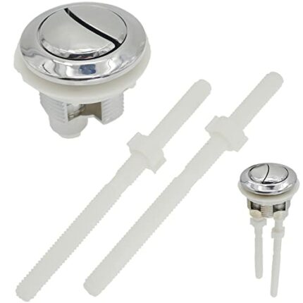LRMYS 38mm Round Dual Push Toilet Flush Button, Plastic Chrome Plated Closestool Water Tank Replacement Dual Rod Push Cistern Standard Part, Silv