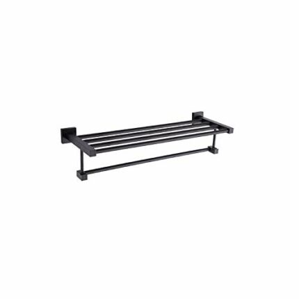 SMLJLQ Space aluminum black bath towel rack affirmative Hotel Des Bains European double towel rack towel bar rack