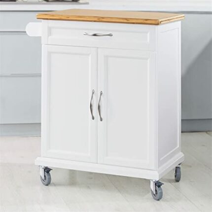 SDFGH Kitchen Cabinet Kitchen Storage Trolley Cart with Worktop, 1 Large Cupboard and 1 Drawer