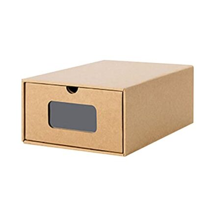 IBUGER Shoe Storage Bins - Kraft Paper Shoe Holder Containers | Front Opening Shoe Drawer Storage Boxes, Stackable Shoe Holder Organizer for Clos