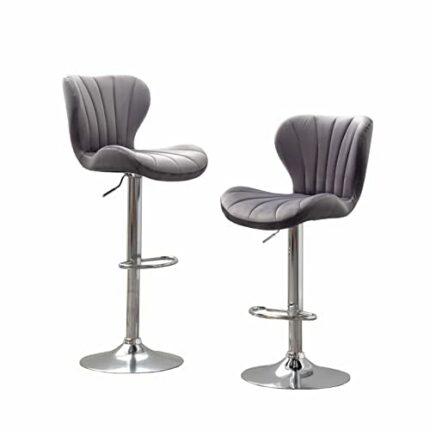 LEIGE Furniture Ellston Adjustable Swivel Barstool - Set of 2 Counter Stool Bar Stool Chair (Color : Argento, Size : Light Grey)