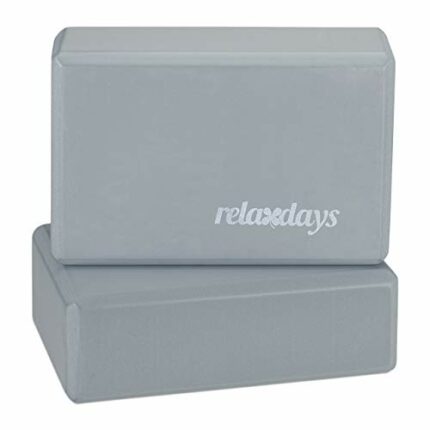 Relaxdays Unisex - Adult Yoga Block Set of 2 Blocks for Exercises, Hard Foam, Non-Slip, Yoga Cubes