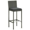 vidaXL Garden Bar Set 7 Piece with Cushions Outdoor Patio Terrace Backyard Furniture Dining Table and Chair Seating Poly Rattan Grey