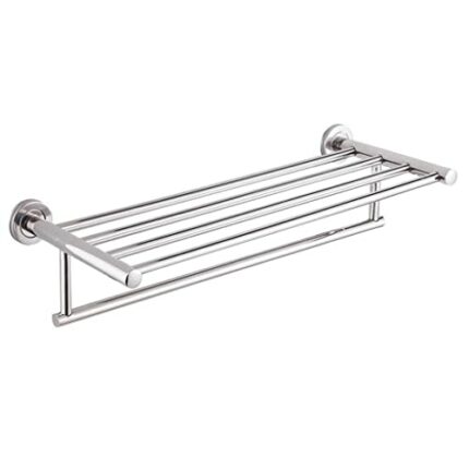 MIAOHY Stainless Steel Bathroom Shelves Wall Mounted Bathroom Towel Rack Single Layer Rail Holder Two Layer Towel