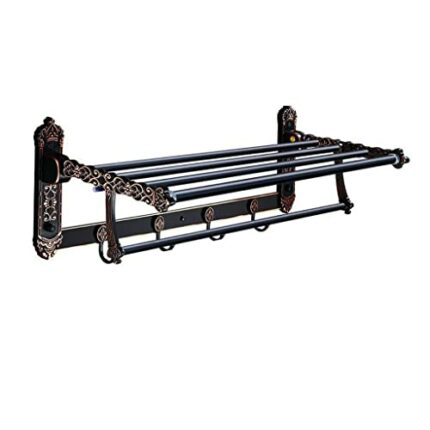 HIGOH Towel Racks, Bathroom Towel Rack Wall Mounted Towel Holder,Bath Hardware Aluminum Carved Foldable Towel Rack,Towel Bar,Bath Shelf Towe Hold