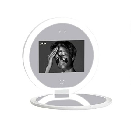 Hansong Compact Mirror with UV Camera for Sunscreen Coverage, Smart Travel Mirror for Testing Facial Sunscreen Portable Pocket Mirror Lighted Mak