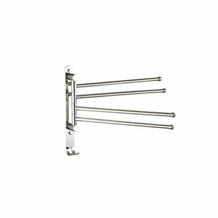 RSOCHS Towel Bar Stainless Steel Rotating Towel Rack, Hanger Towel Rack 4 Rotating Rods Bathroom Wall-mounted Finishing Rack