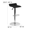 DINGZZ Black Vinyl Adjustable Height Barstool with Solid Seat and Chrome Base Stool Chair Bar Stool