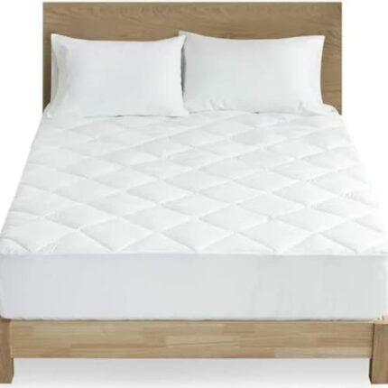 Extra Deep Quilted Mattress Protector Kingsize Bed Cotton Quilted Fitted Mattress Pad King Mattress Cover, Uk Bed Mattress Topper (King White)