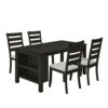 DINGZZ Kitchen 5 Piece Dining Table Farmhouse Wood W/2 Tier Storage Racks 4 Person Kitchen Set W/Upholstered Dining Chair