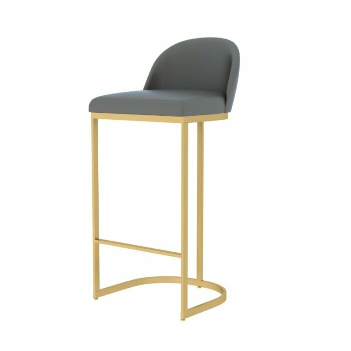 Height Bar Stools, Home Upholstered Barstools, with Back and Footrest, for Bar, Kitchen, Dining Room, Counter,Gold,55cm