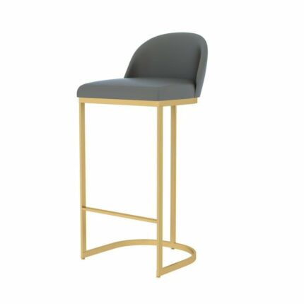 Height Bar Stools, Home Upholstered Barstools, with Back and Footrest, for Bar, Kitchen, Dining Room, Counter,Gold,55cm
