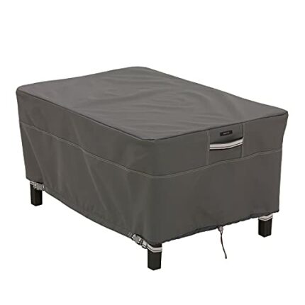 Classic Accessories 55-166-025101-00 Ravenna Patio Rectangle Ottoman/Side Table Cover, Small