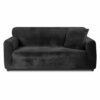 Teynewer Thick Velvet Sofa Covers 1 2 3 4 Seater High Stretch Non-Slip Couch Cover Furniture Protector Plush Sofa Slipcovers with 1 pillowcase fo