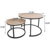 BOFENG Round Coffee Tables Set of 2 Stacking End Side Tables with Sturdy Steel Metal Frame, Living Room Tables,Sofa Tea Table for Small Space,Nat
