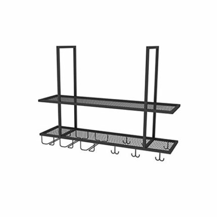 Wine rack Wine Rack Ceiling Wine Rack Hanging Wine Glass Holder Vintage Bottle Rack Antique Wall-mounted Wine Rack Goblet Holder (Color: Black, S