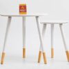 ASPECT Dina Set of 2 Nesting, Occasional Table (White), wood, L:48 Diameter x48(H) cm./S:33 Diameter x40(H) cm