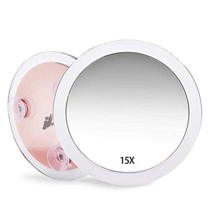 Netzu 15X Magnifying Mirror, 6 INCH Magnification Makeup Mirror with 3 Suction Cups for Easy Mounting for Precise Makeup Application, Tweezing, B