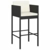 vidaXL Garden Bar Set 5 Piece, Bar Table Set with Cushions, Outdoor Table and Chairs for Patio Terrace, Bistro Table Set Bar Stool, Black Poly Ra