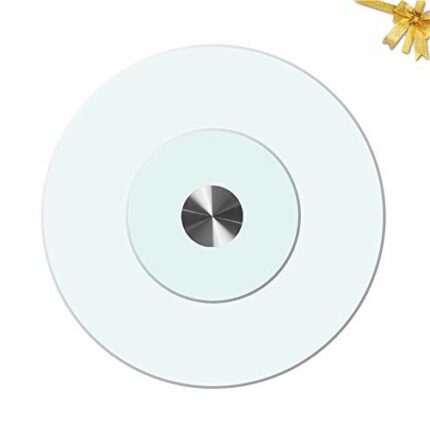 Lazy Susan Turntable, Heavy Duty Rotating Serving Tray, Large Glass Revolving Plate, Easy To Clean, Clear