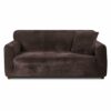 Teynewer Thick Velvet Sofa Covers 1 2 3 4 Seater High Stretch Non-Slip Couch Cover Furniture Protector Plush Sofa Slipcovers with 1 pillowcase fo