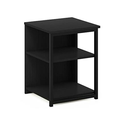 Furinno End, Side Table, Nightstand, Engineered Wood, Americano/Black, 38.6(W) x 51.1(H) x 39.9(D) cm
