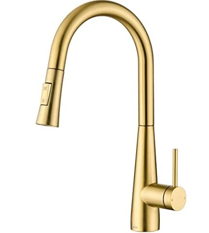 Tohlar Kitchen Tap, Gold Kitchen Tap, Kitchen Taps with Pull Out Spray Stainless Steel Kitchen Sink Tap Gold Kitchen Mixer Tap Brushed Gold Kitch