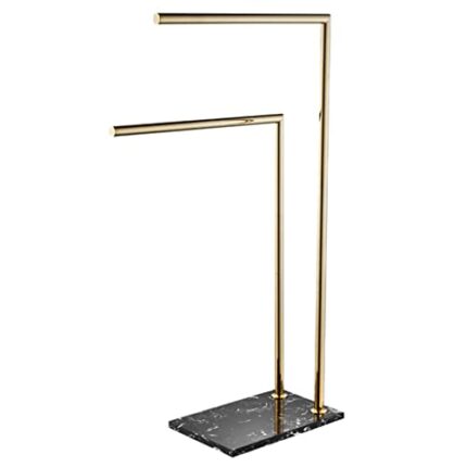 RSOCHS Freestanding Towel Racks Bathroom Accessories Natural Marble Stand on Floor Towel Rail Stand Clothes Rack