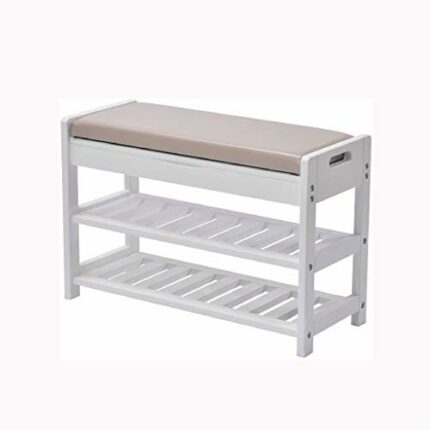 DINGZZ 2 Tier Shoes Bench Storage Shoe Rack Storage Stool Organizer Holder Seating Bench, Ideal for Entryway Hallway Bathroom Living Room Corrido