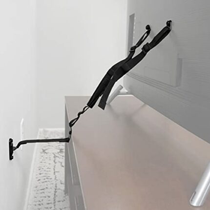 ECHOGEAR TV Safety Straps for Flat Screens - Anchor TVs Up to 90" to Furniture Or The Wall - Pre-Assembled Anti-Tip Strap Includes All Hardware f