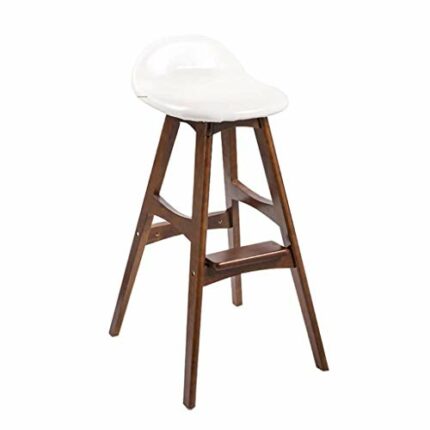 LUKEO Barstools Chair Footrest with Backrest Seat Dining Chairs for Kitchen Pub Café Bar Stool 4 Wood Legs Max Load 150 Kg