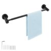 WJUAN Extendable Towel Rail, Black Matte Varnish, Adjustable from 36 cm to 65 cm, 304 Stainless Steel Bathroom Towel Rail with Drilling for Bedro