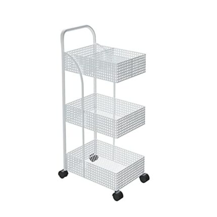 QUANJJ Iron Rack Bedroom Kitchen Metal Mobile Bathroom Storage Rack Wheeled Trolley Gold Kitchen Cart Kitchen Island (Color : Wit, Size : 40x29x9