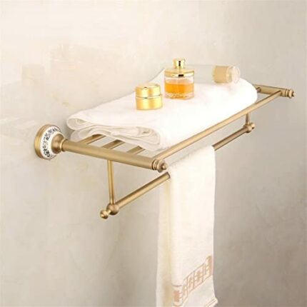 HIGOH Towel Racks, Bathroom Towel Rack Wall Mounted Towel Holder,Antique Bathroom Accessories,Brass Towel Holder,Towel Rack Holder,Wall Mounted B