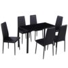 WALNUT Kitchen Tables and Chairs Set Dining Room Table Set for 6 Black