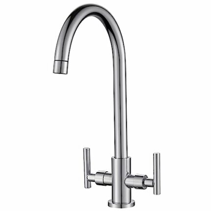 Cobbe Kitchen Tap,Kitchen Mixer Tap Dual Lever 360° Swivel Spout,Kitchen Taps Mixer with UK Standard Fittings,Chrome
