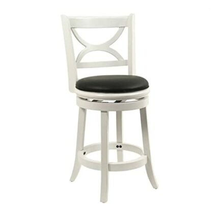 LEIGE 24 In Swivel Wood Counter Stool, White Finish Bar Chairs
