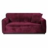 Teynewer Thick Velvet Sofa Covers 1 2 3 4 Seater High Stretch Non-Slip Couch Cover Furniture Protector Plush Sofa Slipcovers with 1 pillowcase fo