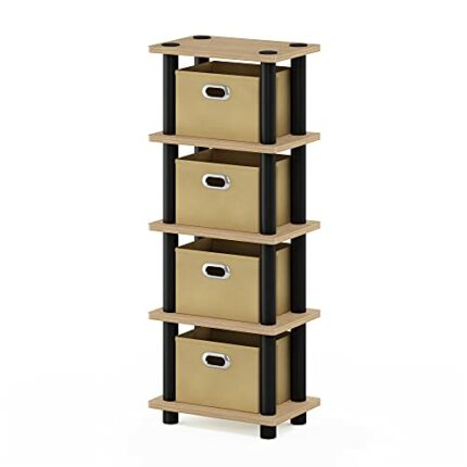 Furinno Toolless Shelves, Wood, Oak/Black/Light Brown, one size