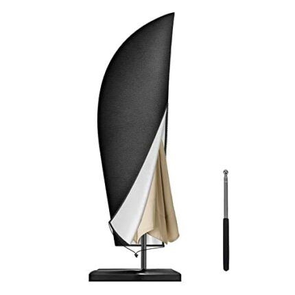 Reinalin Parasol Covers with Rod, Cantilever Parasol Cover Waterproof, 420D Oxford Fabric Garden Umbrella Cover UV-Anti Wind Proof, for 2-4 m Pat
