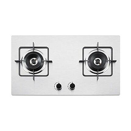 Gas Cooktop, Gas Hob Stovetop 2 Burners, Dual Fuel Sealed Burners, Stainless Steel Built-In Gas Hob, Pulse Ignition Gas Stove