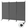 Spurgehom 3 Panel Rolling Room Divider, Folding Partition Privacy Screens, Freestanding Fabric Room Panel, Portable Folding Wall Divider for Offi