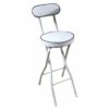 Round Compact Folding Breakfast Bar Stool Chair, Folding Bar Stool With Back Support And Footrest, With Padded Seat, For Kitchen Chair Dining Roo