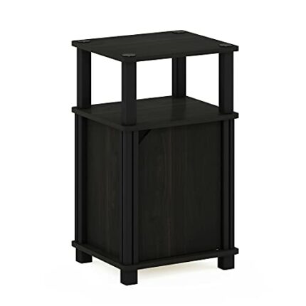 Furinno 3-Tier End, Side Table, Nightstand with Door, Engineered Wood, Espresso/Black, 1-Pack