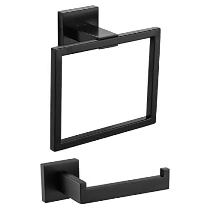 TURS Towel Ring Contemporary Style Stainless Steel 304 Chrome Bathroom Accessories (Towel Ring) (Black)