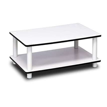 Furinno 2-Tier No Tools Coffee Table, Engineered_Wood, White/White, 1-Pack