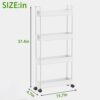 4 Tier Slim Rolling Storage Cart,Multifunction Utility Cart Kitchen Storage Organizer,Narrow Storage Cabinet Mobile Shelving Unit for Bathroom,Ki