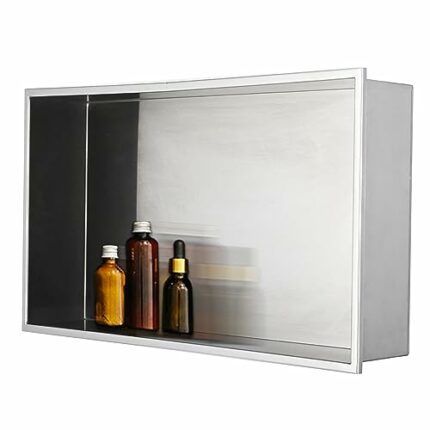 Anman Stainless Steel Shower Niche 24" x 12"(64cm x 33.6cm) Recessed Bathroom Shelf for Shower Storage Embedded Shower Niche Single Layer