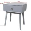 ASPECT Niva Bedside Table with One Drawer, Wood, Grey, 40(W) x 30(D) x 48(H) cm