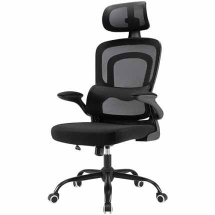 Farini Office Desk Chair with Flip-Up Armrest High Back Ergonomic Computer Chair with Adjustable Headrest and Lumbar Support Executive Swivel Cha